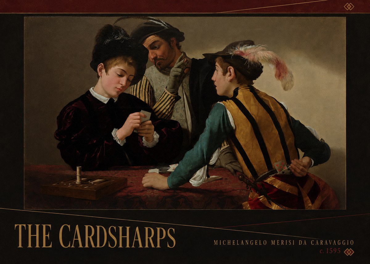 Michelangelo Merisi da Caravaggio The Cardsharps I No4 - Póster