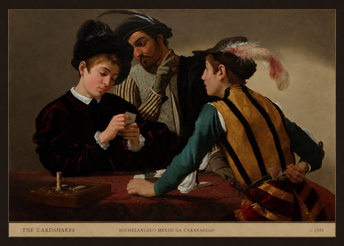 Michelangelo Merisi da Caravaggio The Cardsharps I No5 - Póster