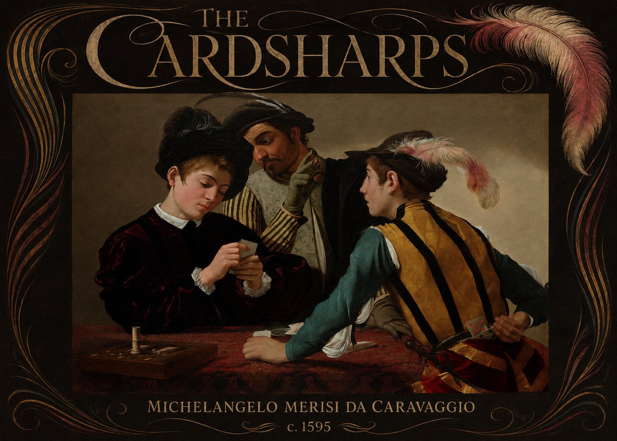 Michelangelo Merisi da Caravaggio The Cardsharps I No6 - Póster