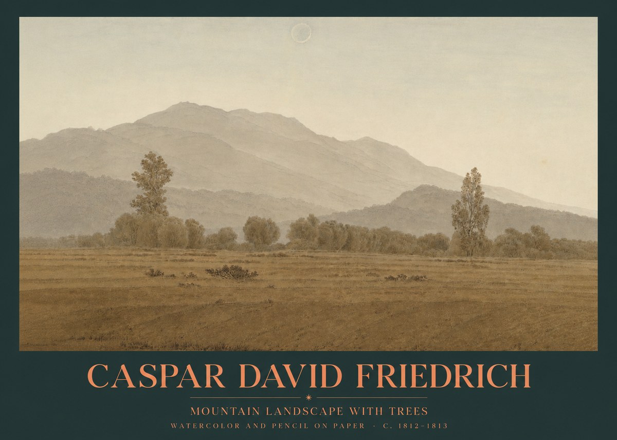 Caspar David Friedrich Mountain Landscape with Trees No2 - Póster