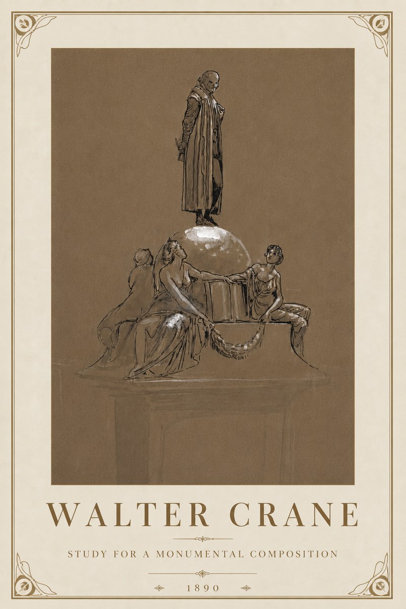 Walter Crane Study for a Monumental Composition No5 - Póster