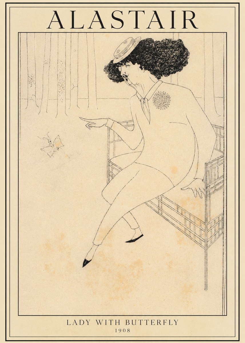Alastair Lady with Butterfly No1 - Póster
