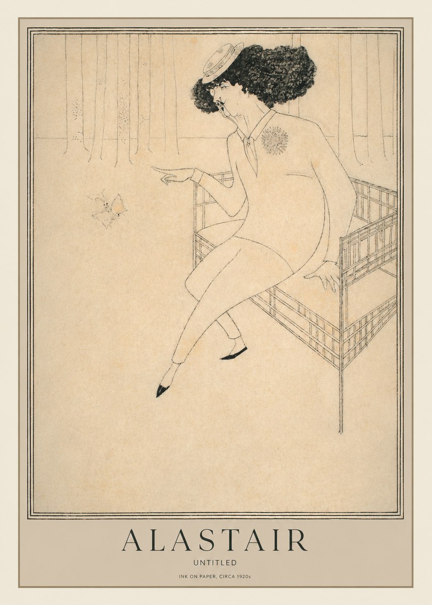 Alastair Lady with Butterfly No2 - Póster