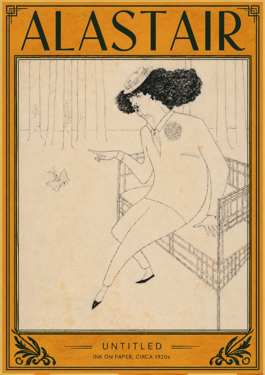 Alastair Lady with Butterfly No4 - Póster