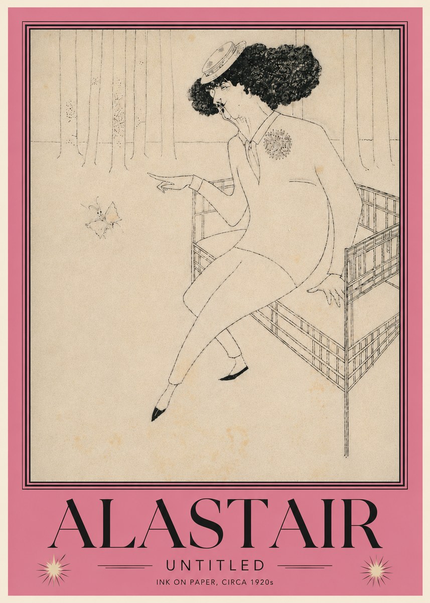 Alastair Lady with Butterfly No6 - Póster