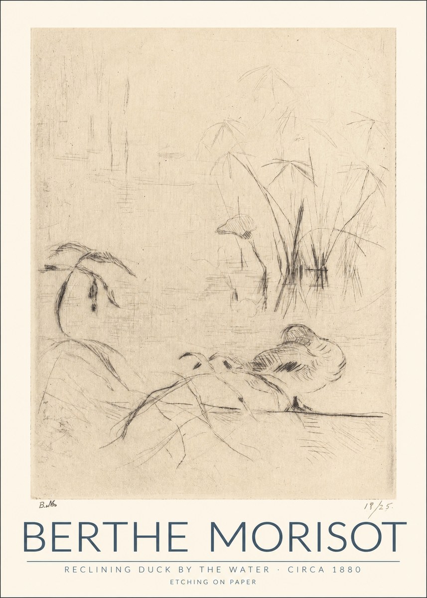 Berthe Morisot Reclining Duck by the Water No1 - Póster