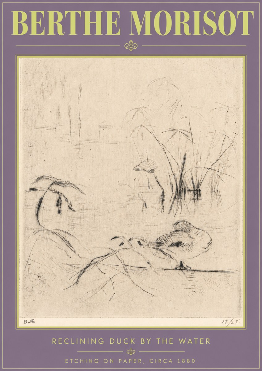 Berthe Morisot Reclining Duck by the Water No4 - Póster
