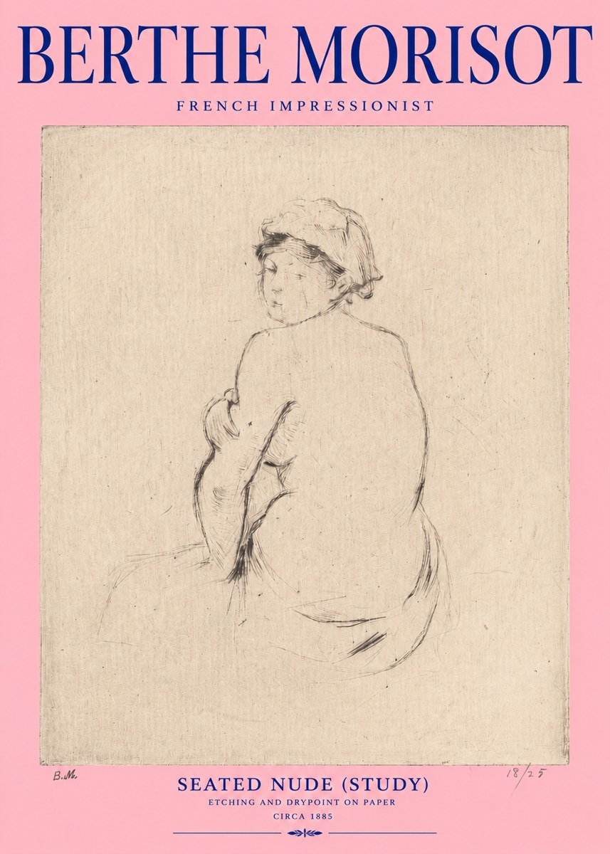 Berthe Morisot Seated Nude (Study) No2 - Póster
