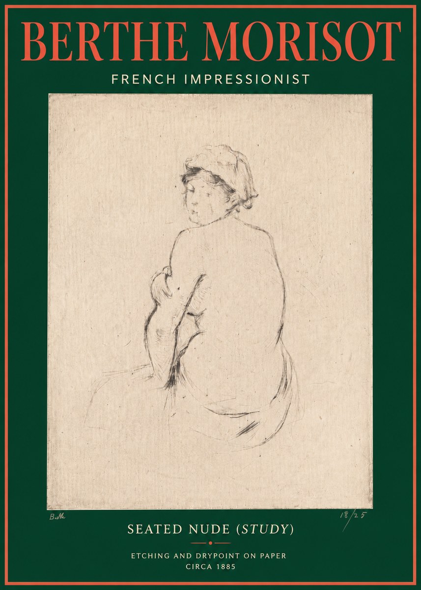 Berthe Morisot Seated Nude (Study) No3 - Póster
