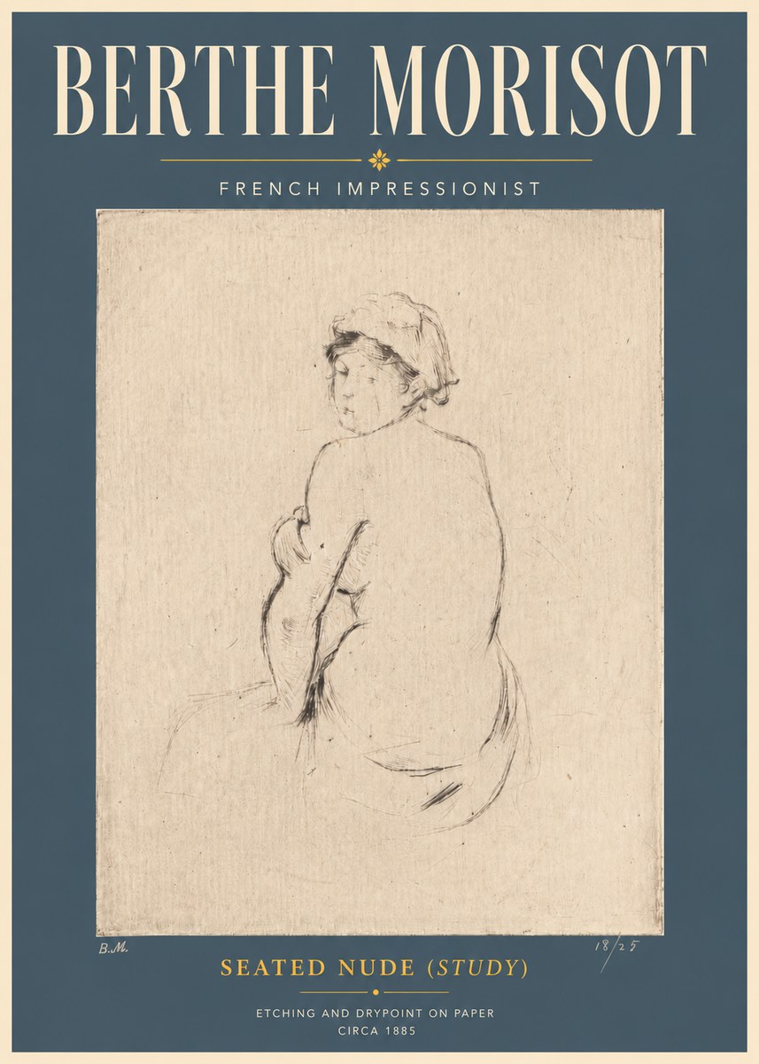 Berthe Morisot Seated Nude (Study) No6 - Póster
