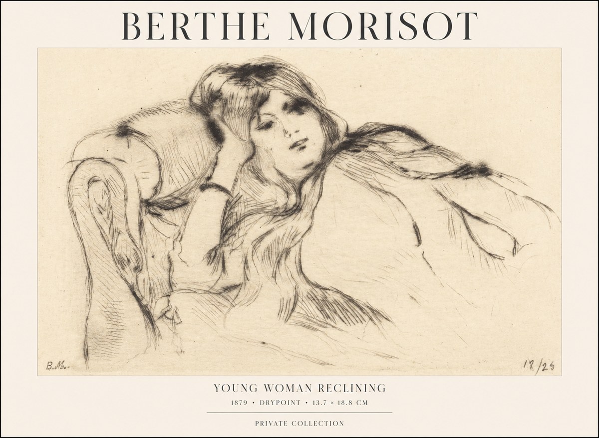 Berthe Morisot Young Woman Reclining II No1 - Póster
