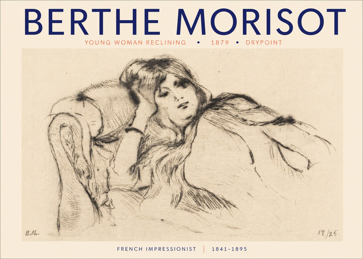 Berthe Morisot Young Woman Reclining II No3 - Póster