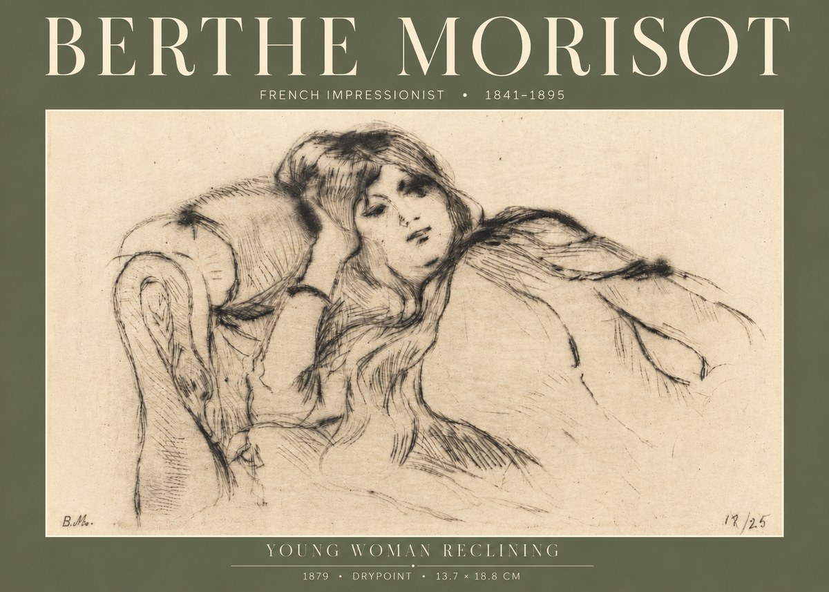 Berthe Morisot Young Woman Reclining II No4 - Póster
