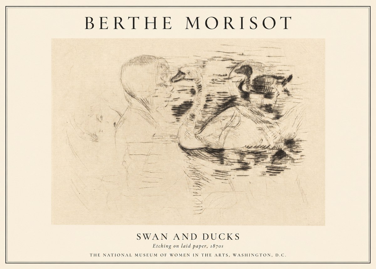 Berthe Morisot Swan and Ducks No1 - Póster