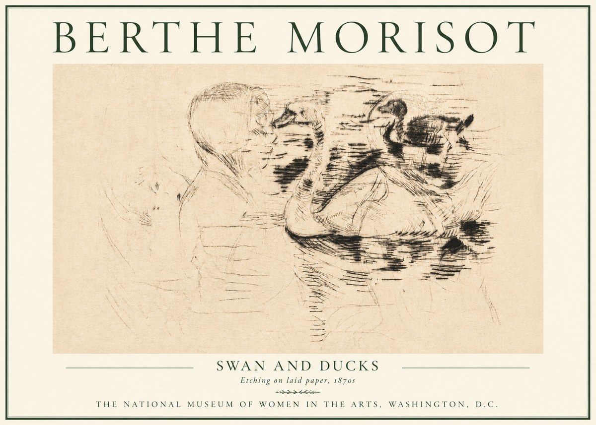 Berthe Morisot Swan and Ducks No4 - Póster