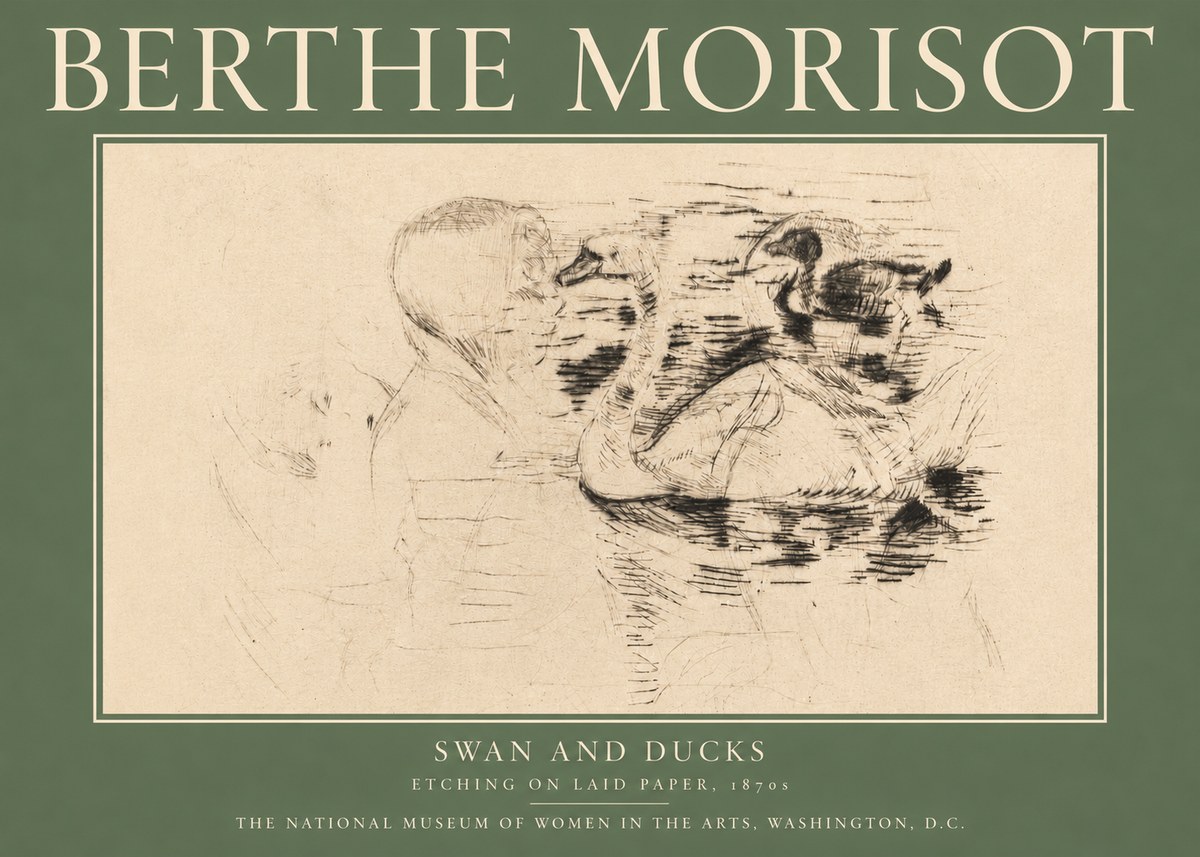 Berthe Morisot Swan and Ducks No5 - Póster
