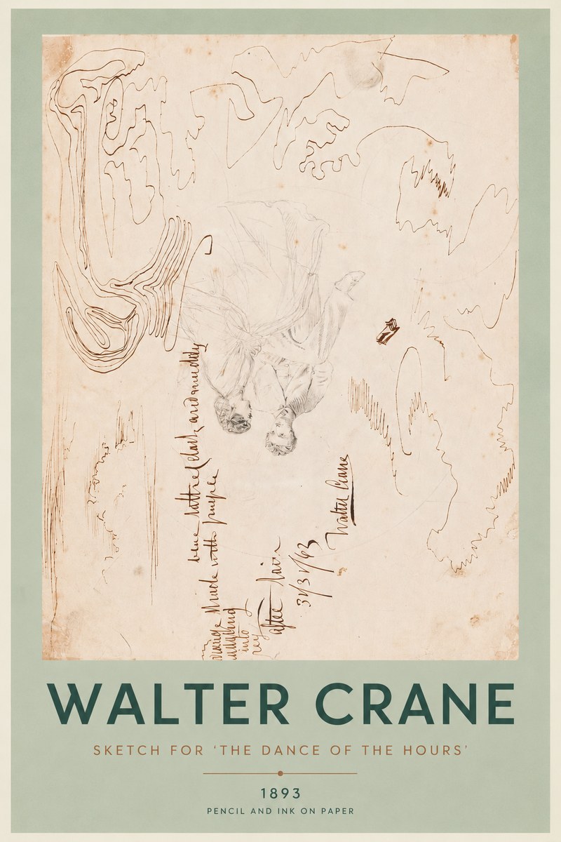 Walter Crane Sketch for 'the Dance of the Hours' No4 - Póster