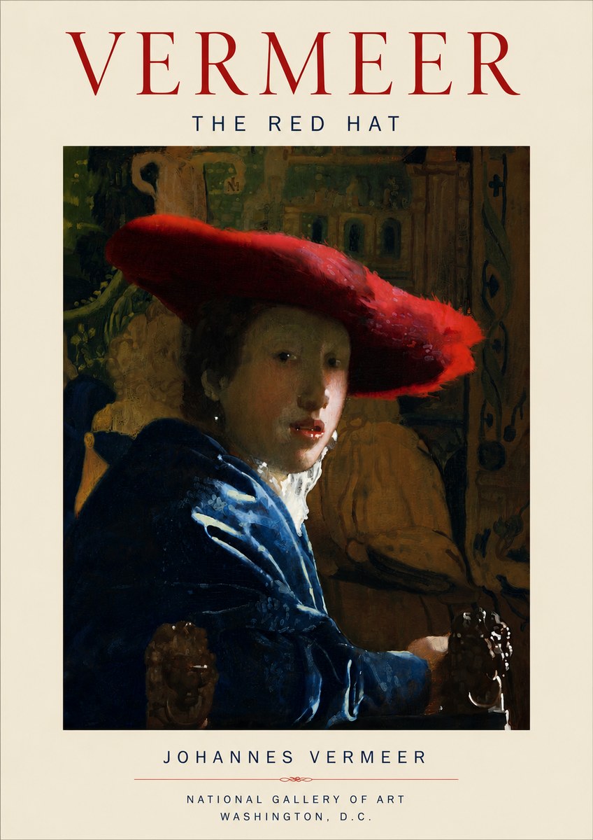 Vermeer The Red Hat No4 - Póster