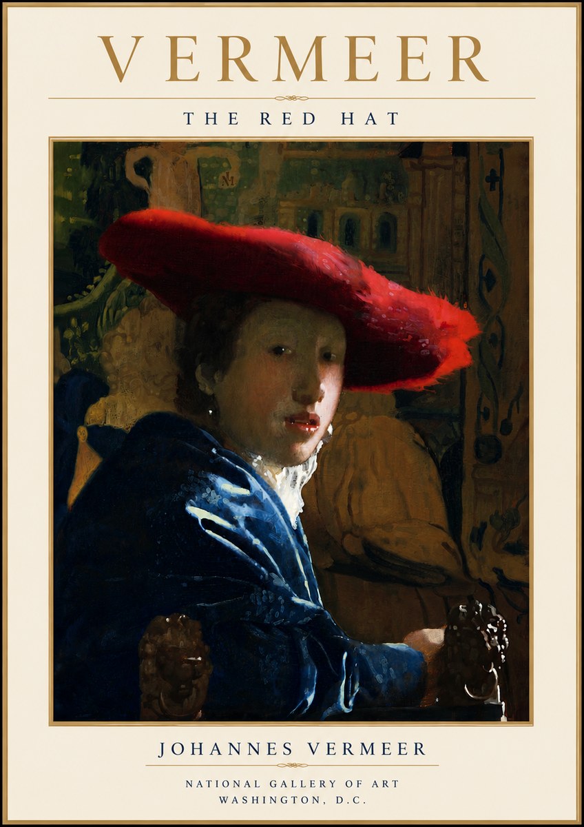 Vermeer The Red Hat No5 - Póster