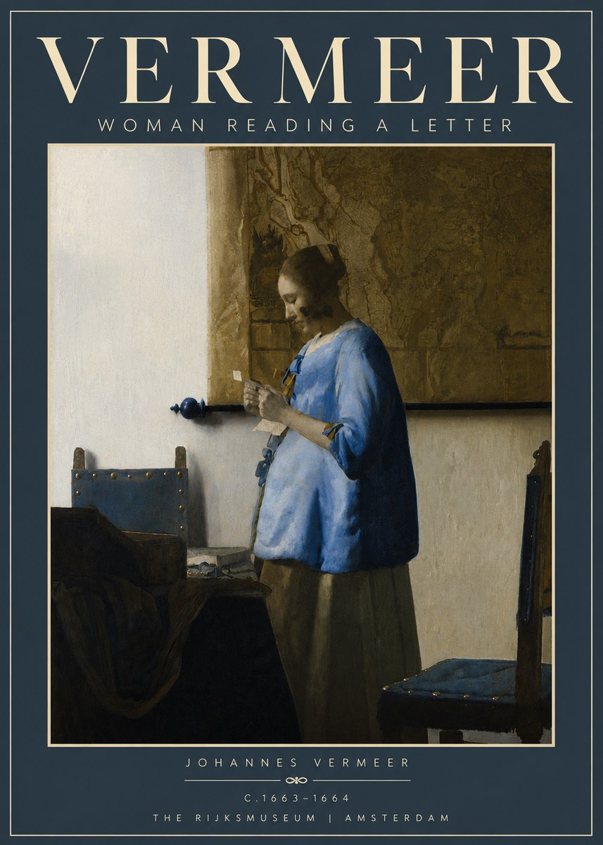 Vermeer Woman Reading a Letter No4 - Póster