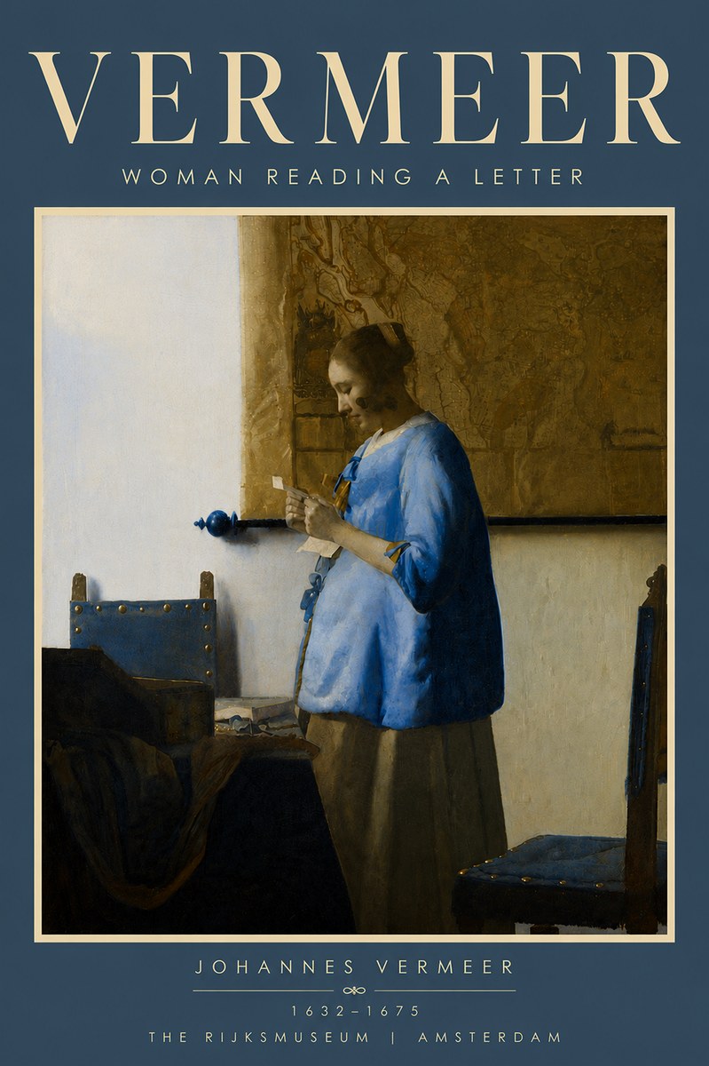 Vermeer Woman Reading a Letter No6 - Póster