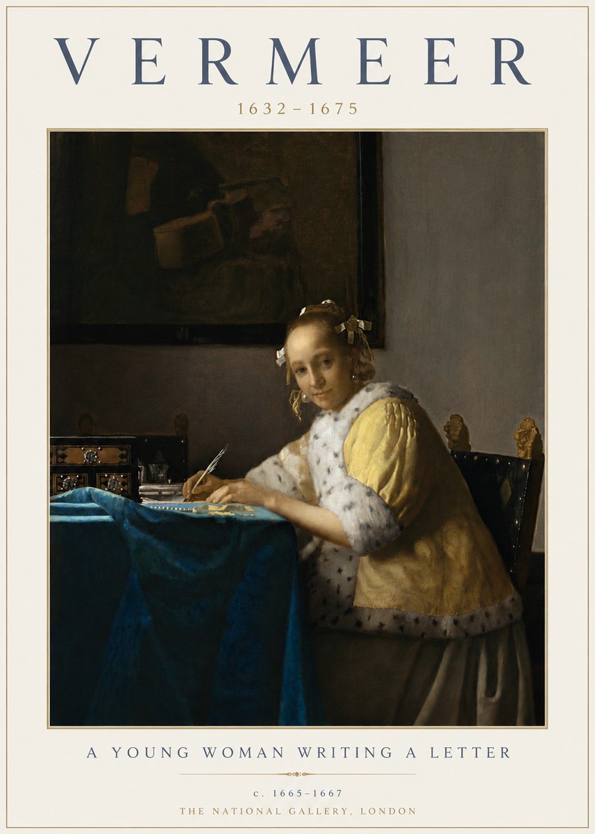 Vermeer A Young Woman Writing a Letter No5 - Póster