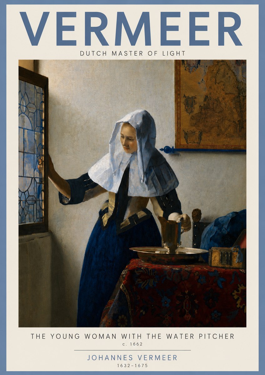 Vermeer The Young Woman with the Water Pitcher No3 - Póster