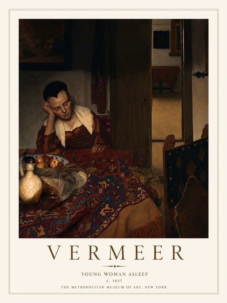 Vermeer Young Woman Asleep No4 - Póster