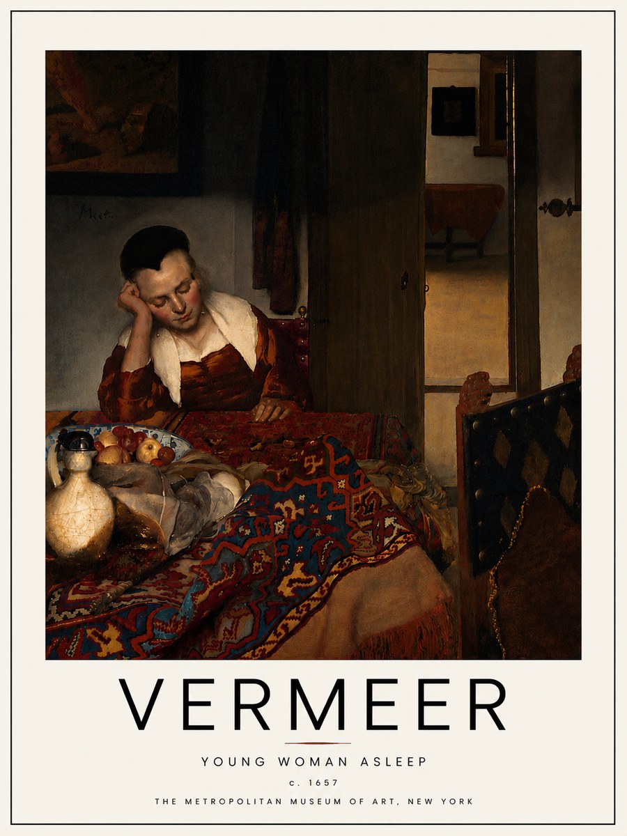 Vermeer Young Woman Asleep No6 - Póster