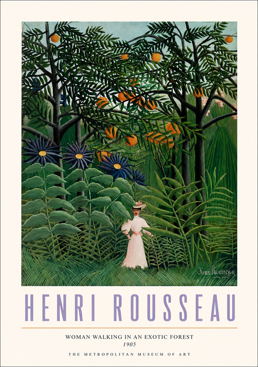 Rousseau Woman Walking in an Exotic Forest No3 - Póster