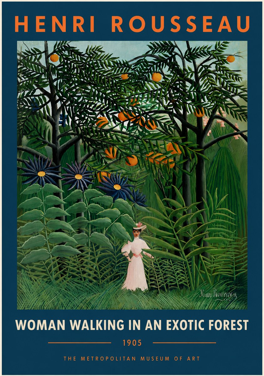 Rousseau Woman Walking in an Exotic Forest No5 - Póster