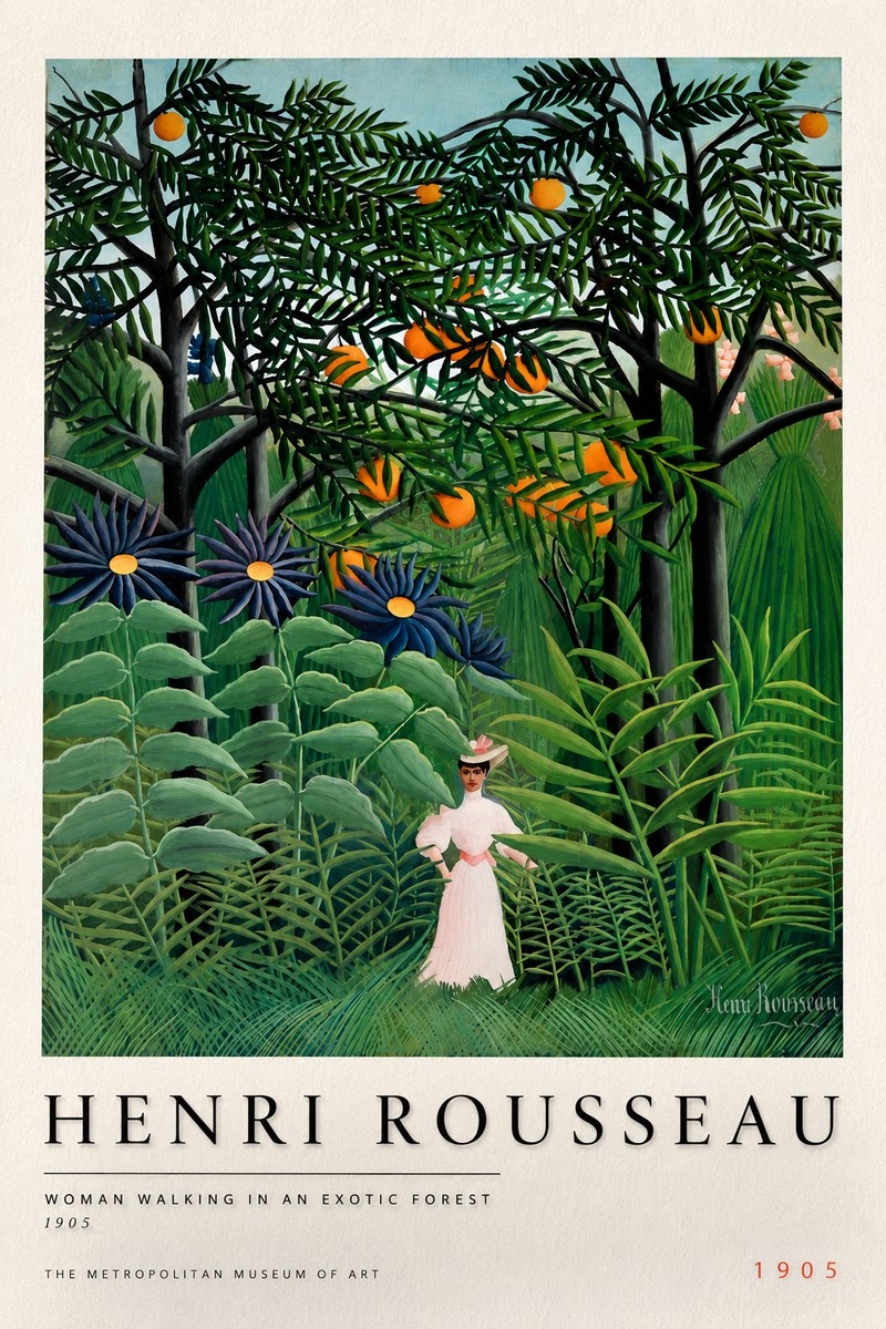Rousseau Woman Walking in an Exotic Forest No6 - Póster