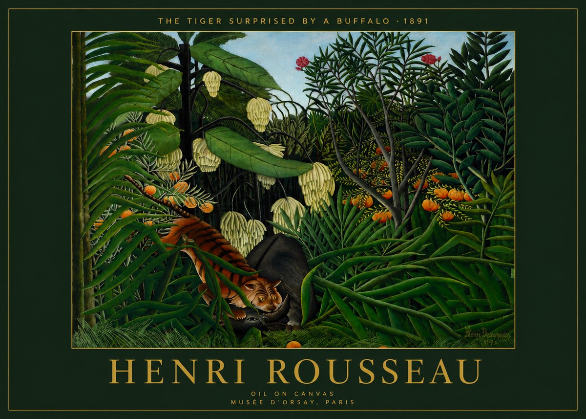 Rousseau The Tiger Surprised by a Buffalo No4 - Póster