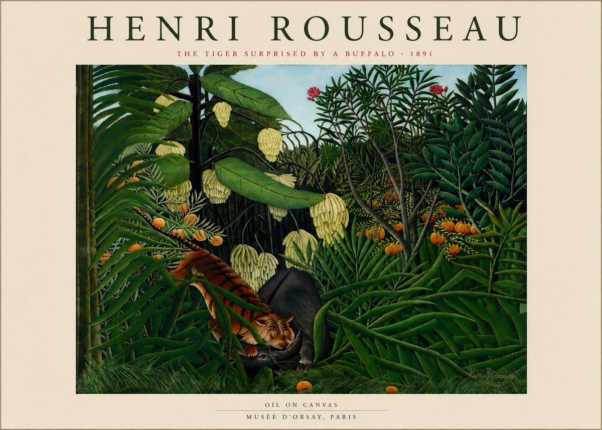 Rousseau The Tiger Surprised by a Buffalo No5 - Póster