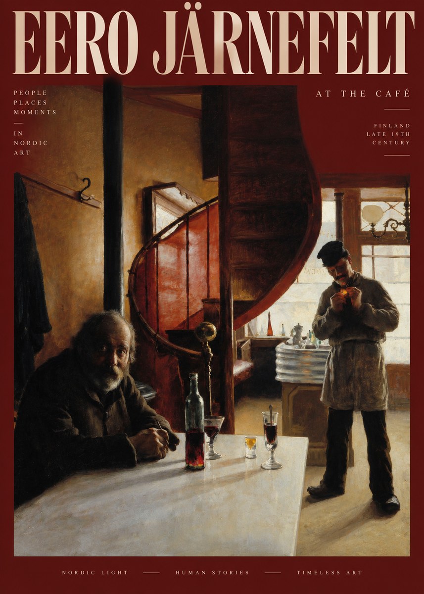 Eero Järnefelt Interior with Two Men No3 - Póster