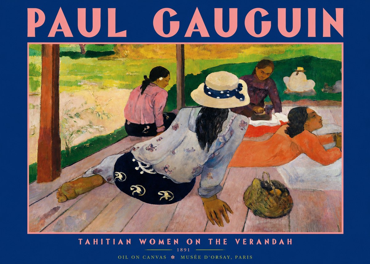Paul Gauguin Tahitian Women on the Verandah No2 - Póster