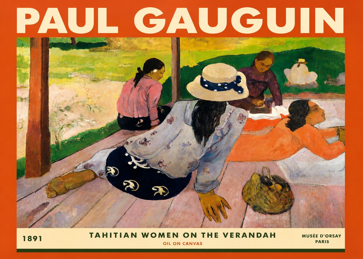 Paul Gauguin Tahitian Women on the Verandah No3 - Póster