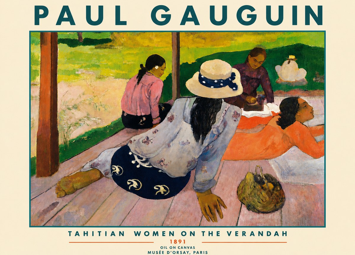 Paul Gauguin Tahitian Women on the Verandah No4 - Póster