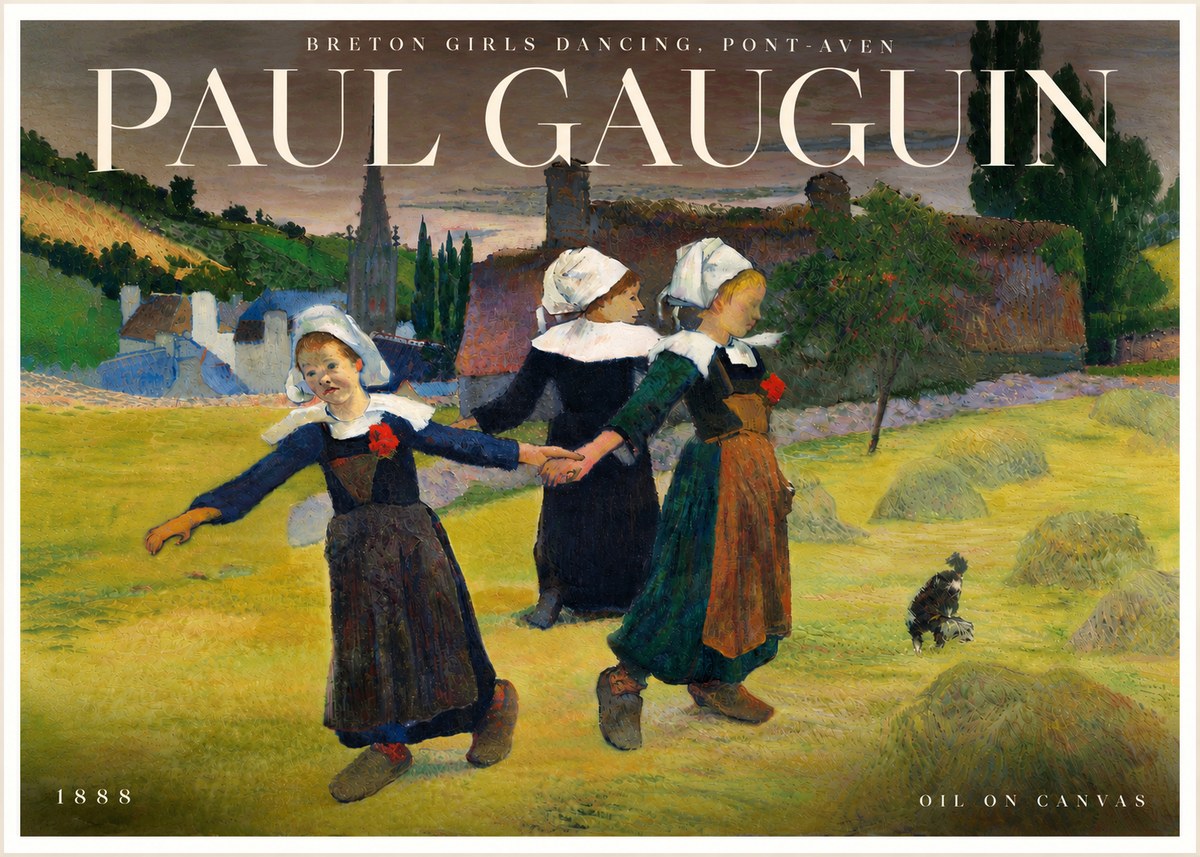 Paul Gauguin Breton Girls Dancing, Pont-aven No6 - Póster