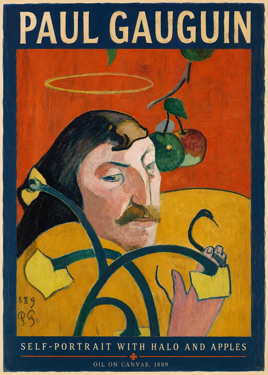 Paul Gauguin Self-portrait with Halo and Apples No4 - Póster