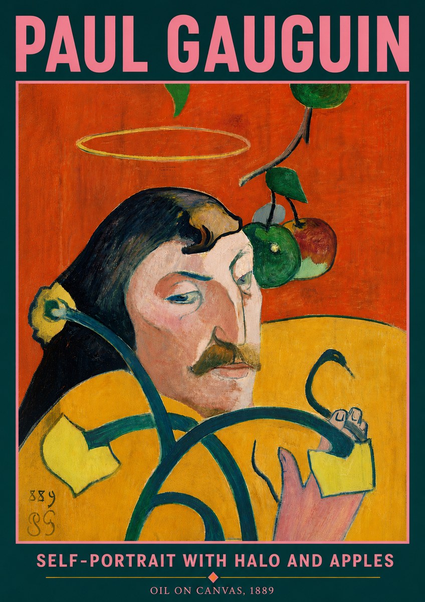 Paul Gauguin Self-portrait with Halo and Apples No5 - Póster