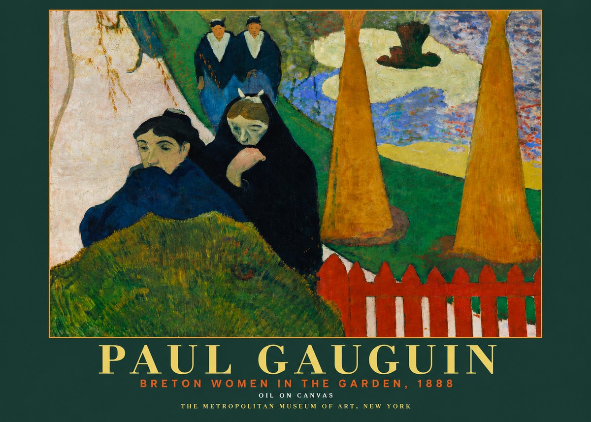 Paul Gauguin Breton Women in the Garden, 1888 No3 - Póster