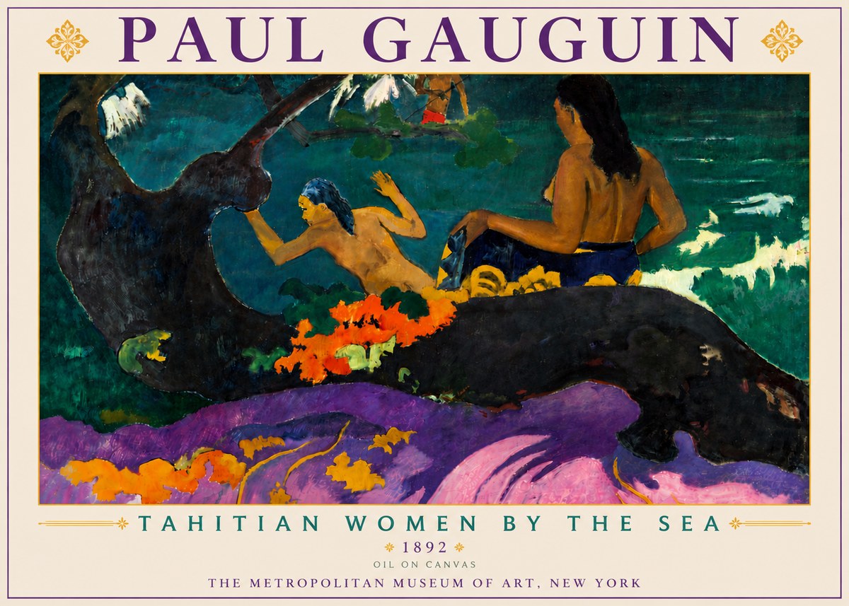 Paul Gauguin Tahitian Women by the Sea No6 - Póster
