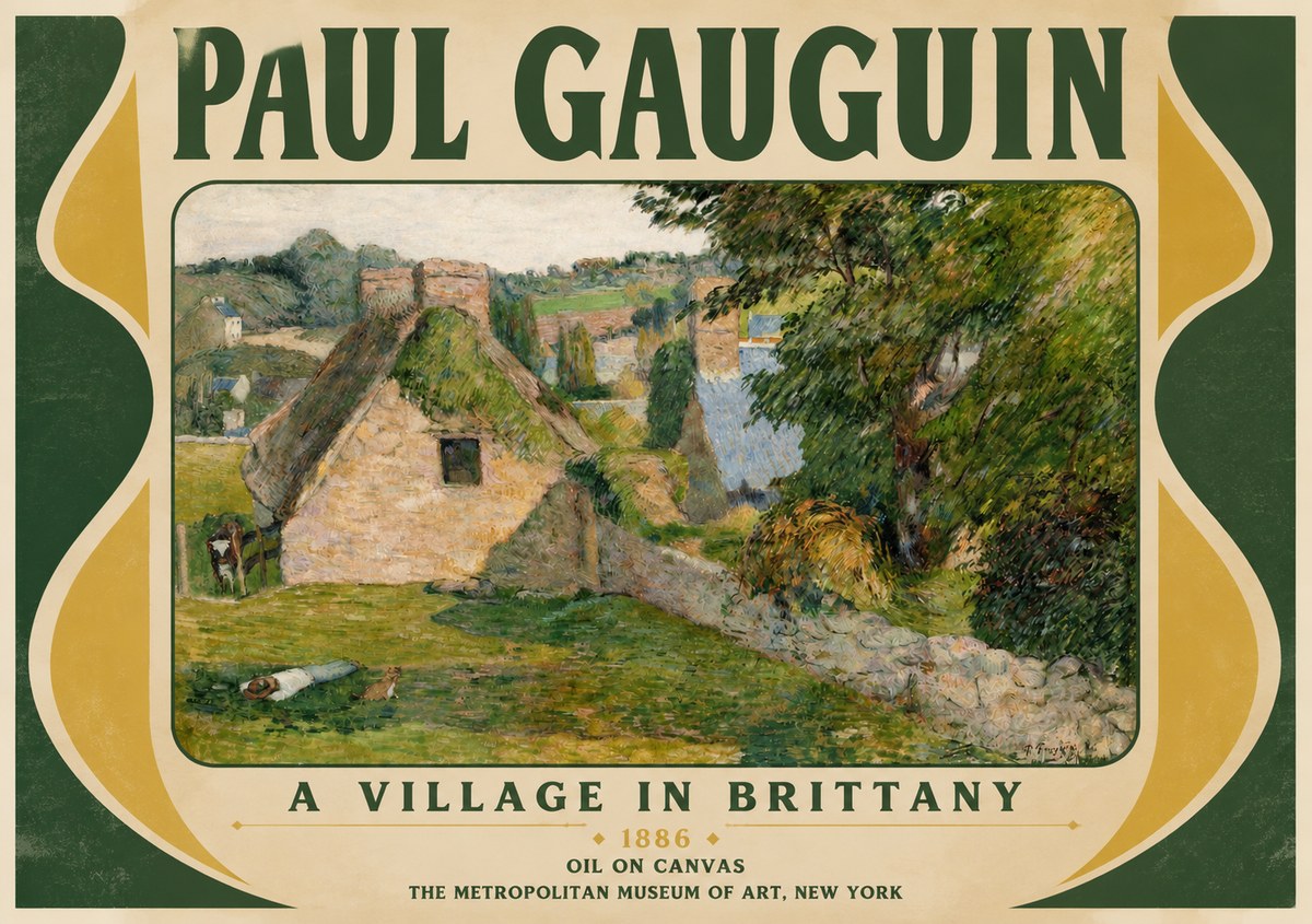 Paul Gauguin A Village in Brittany No3 - Póster