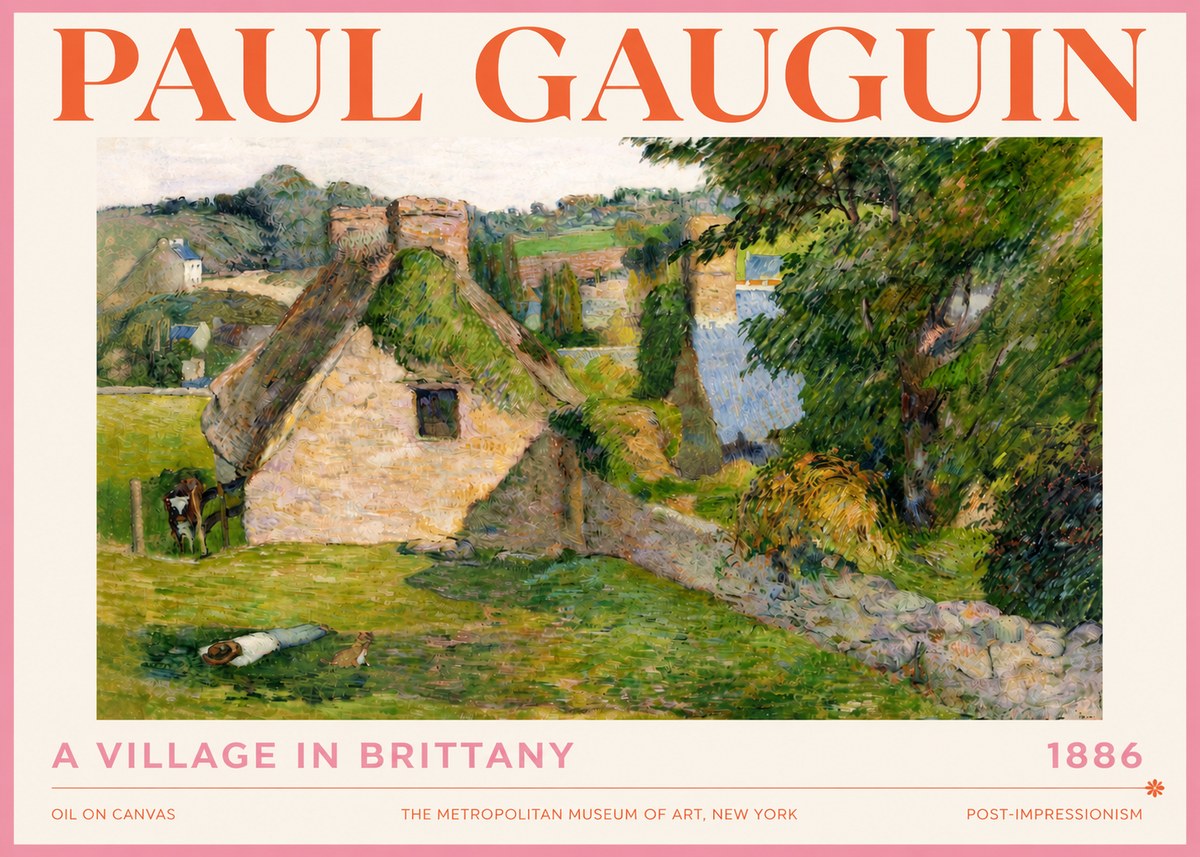 Paul Gauguin A Village in Brittany No4 - Póster
