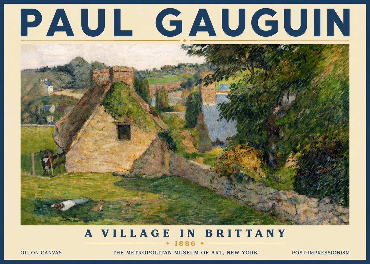 Paul Gauguin A Village in Brittany No5 - Póster