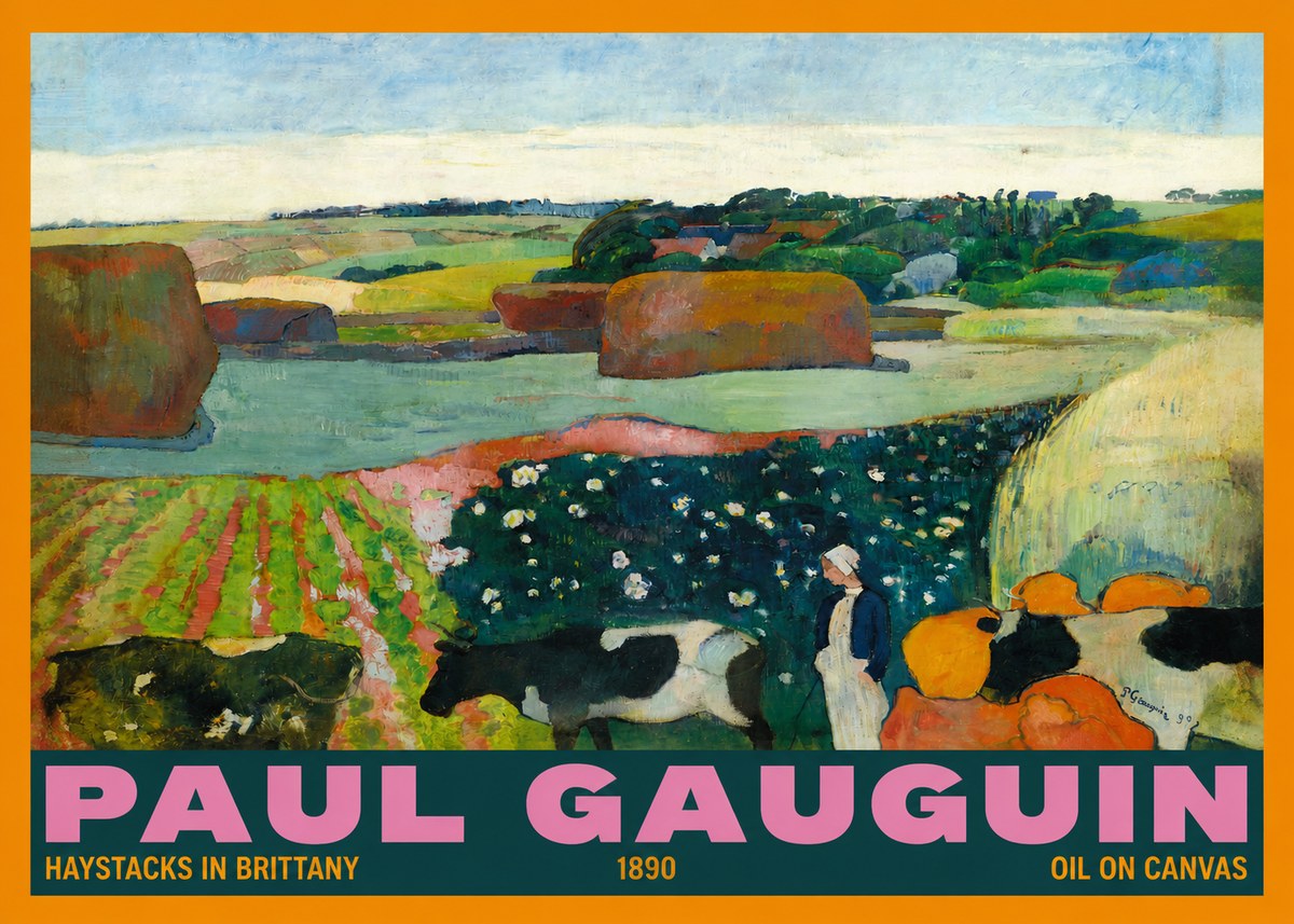 Paul Gauguin Landscape with Haystacks No6 - Póster
