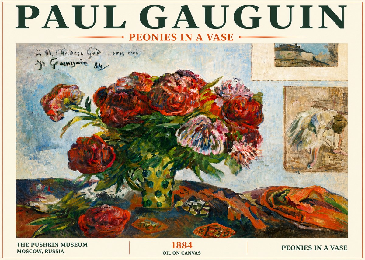 Paul Gauguin Peonies in a Vase No6 - Póster