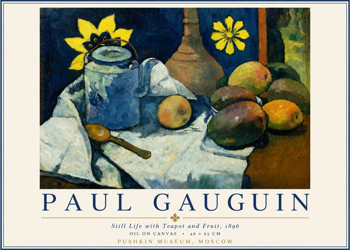 Paul Gauguin Still Life with Teapot and Fruit, 1896 No3 - Póster