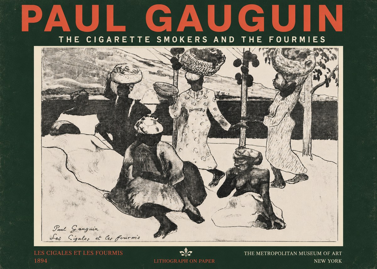 Paul Gauguin The Cigarette Smokers and the Fourmies No4 - Póster